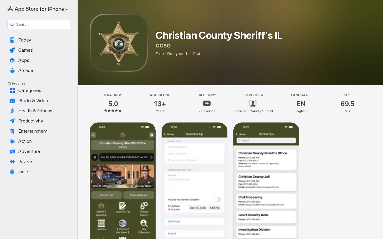 Official Christian County Sheriff's IL mobile app listing